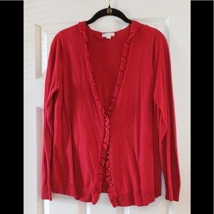 Ruffled Button Cardigan Sweater